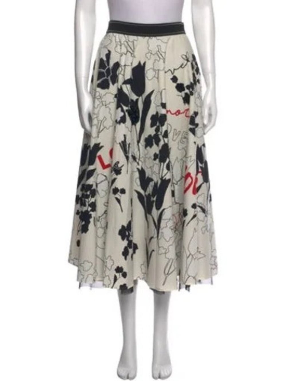 MAX MARA Weekend Midi Skirt LOVE White Black Red UnWorn Size 4-6 Medium $520